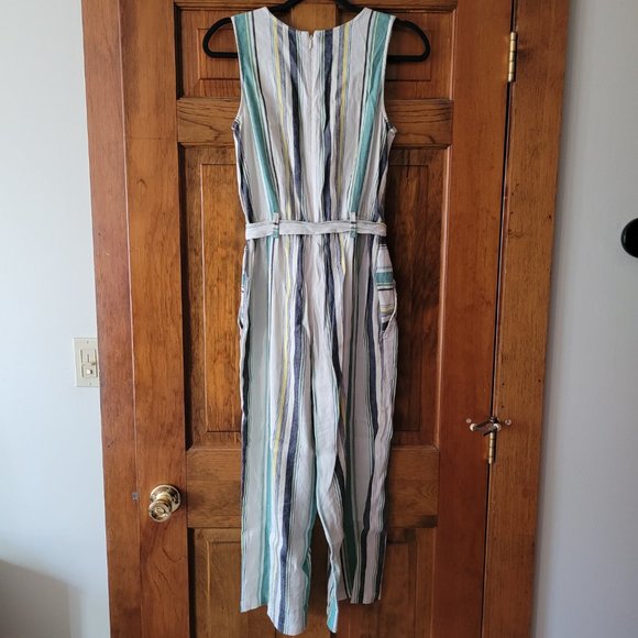 Vince Camuto Stripped Jumpsuit, Size XXS, Ivory and Green - Picture 2 of 4